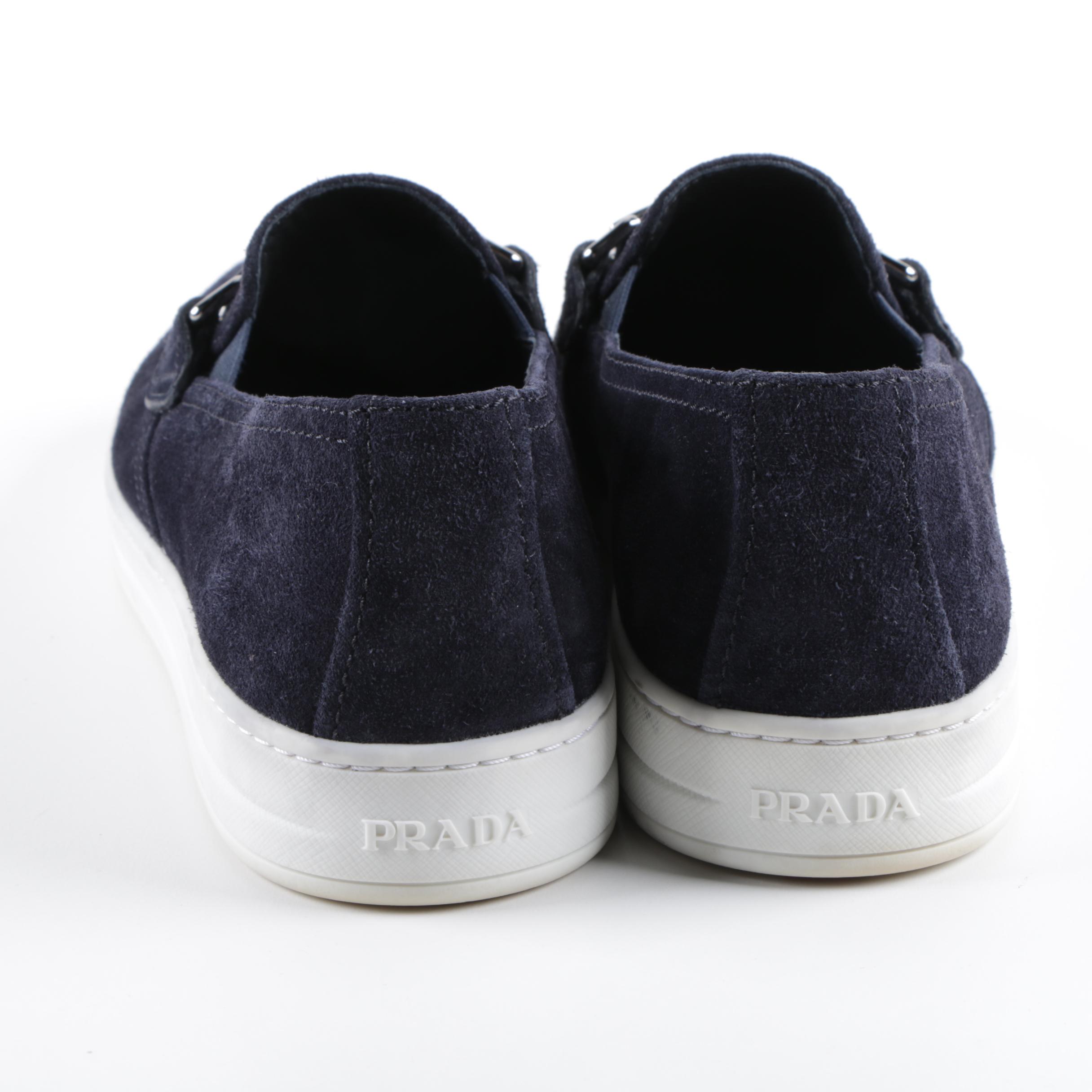 Women's Prada Blue Suede Sneakers
