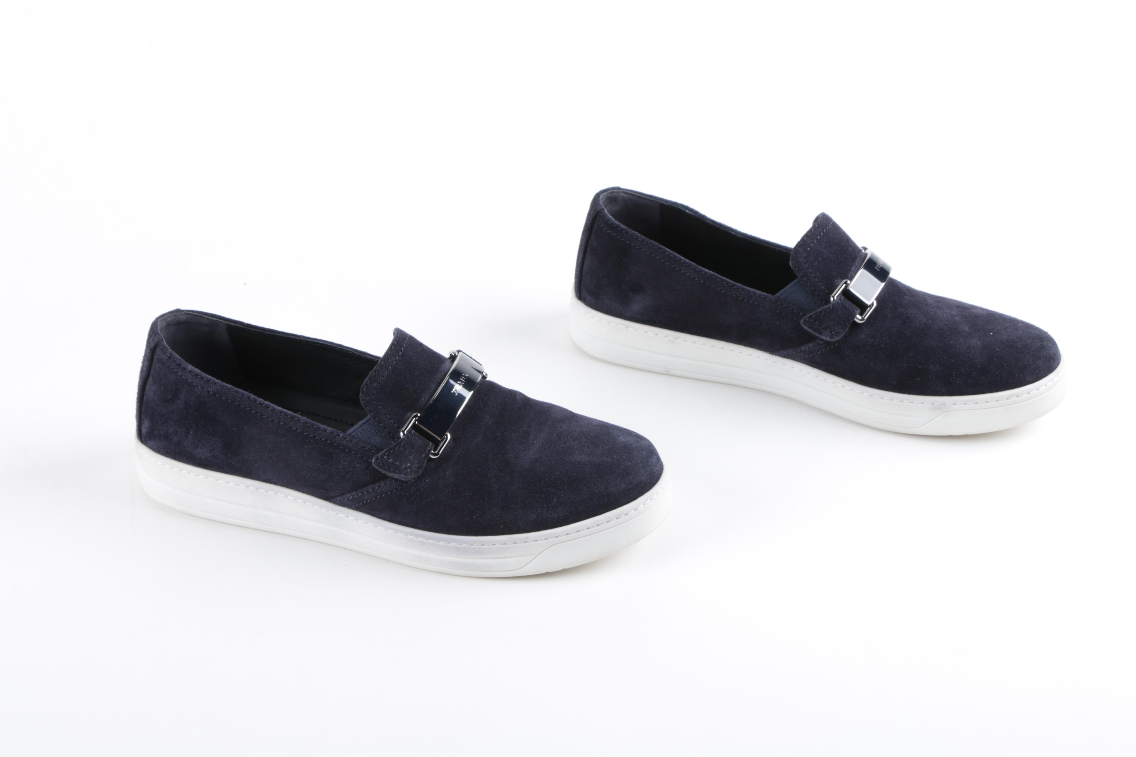 Women's Prada Blue Suede Sneakers