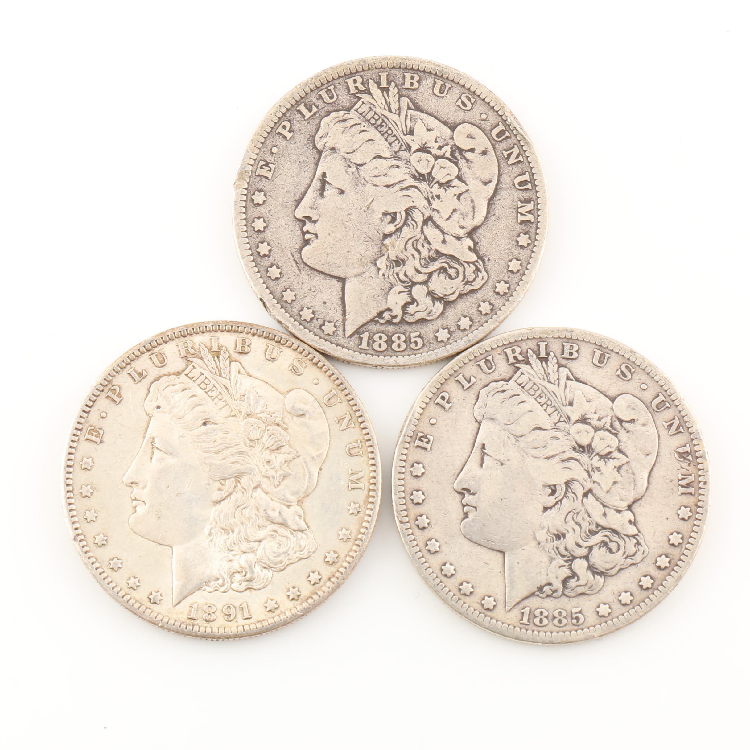 Three Morgan Silver Dollars