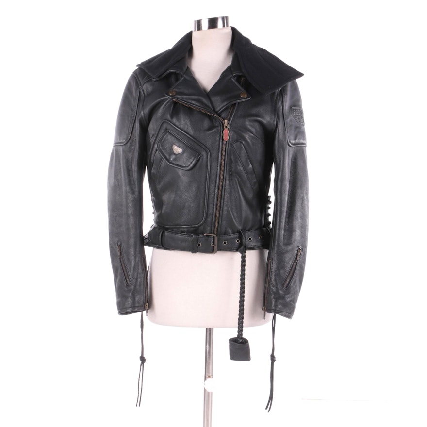 Women's Firstgear Black Leather Motorcycle Jacket