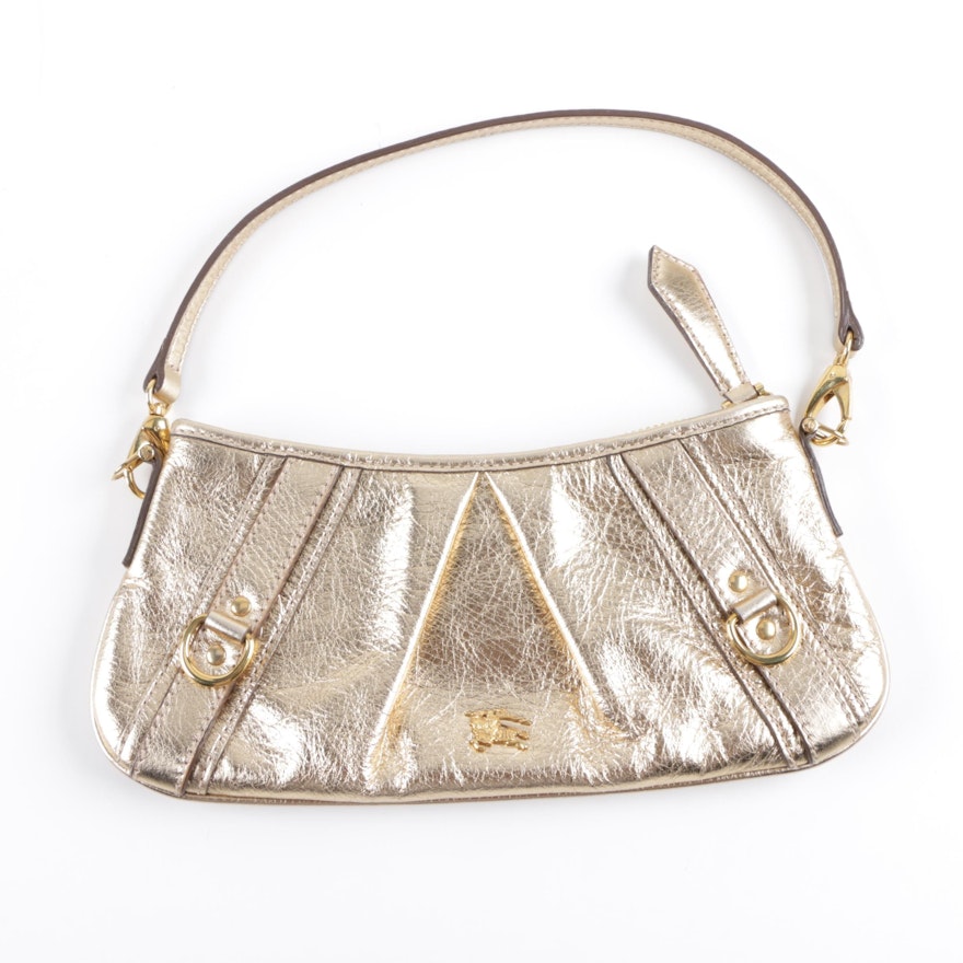 Burberry Gold Metallic Leather Handbag