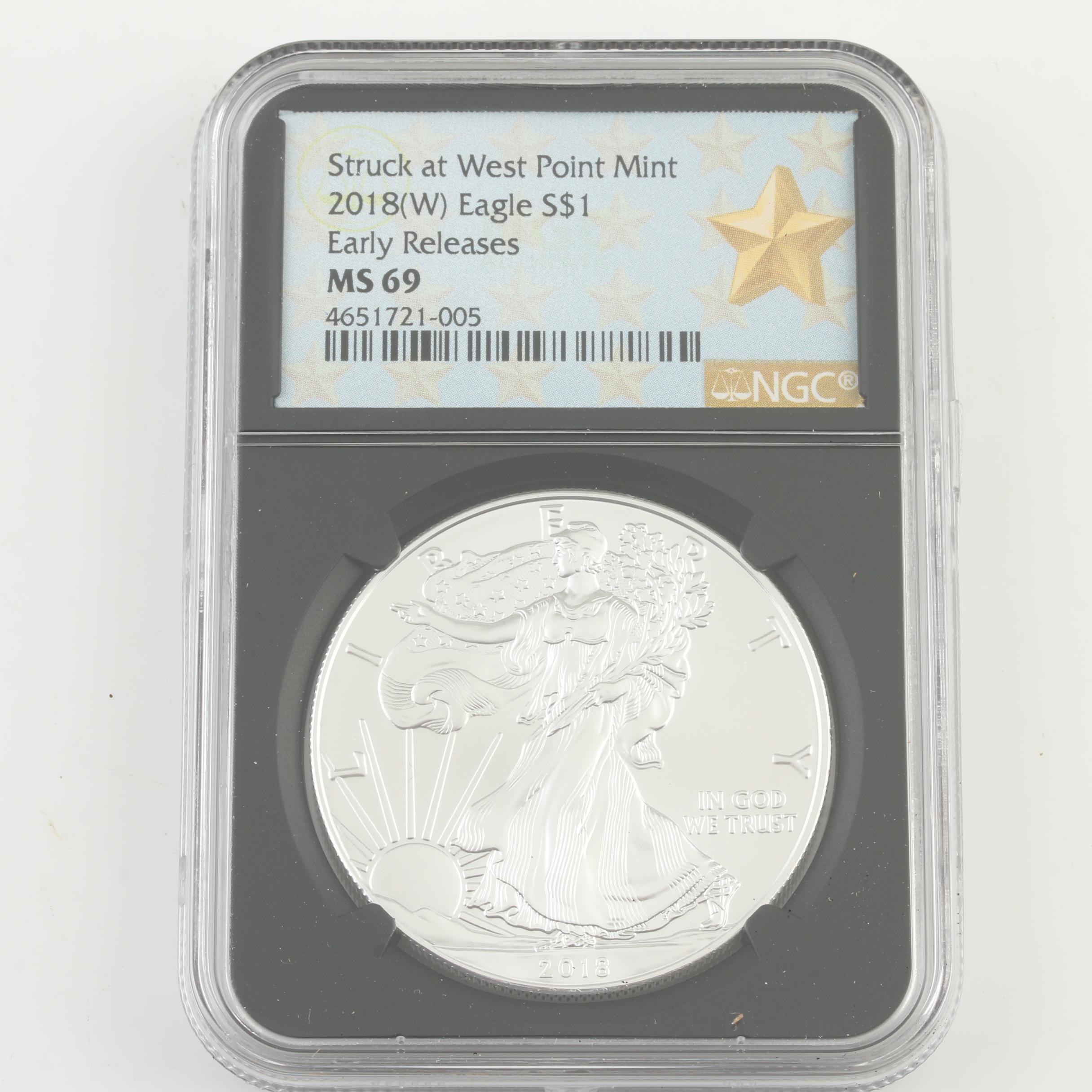 NGC Graded MS69 2018 $1 American Silver Eagle