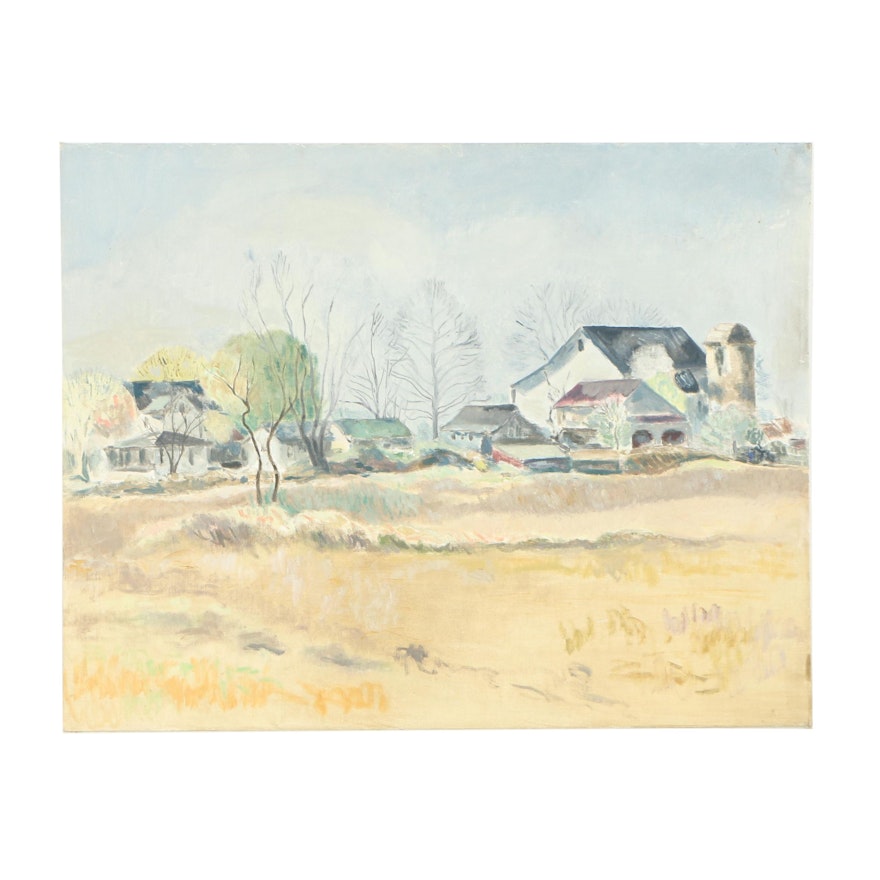 H. Wentz Oil Painting of Rural Community
