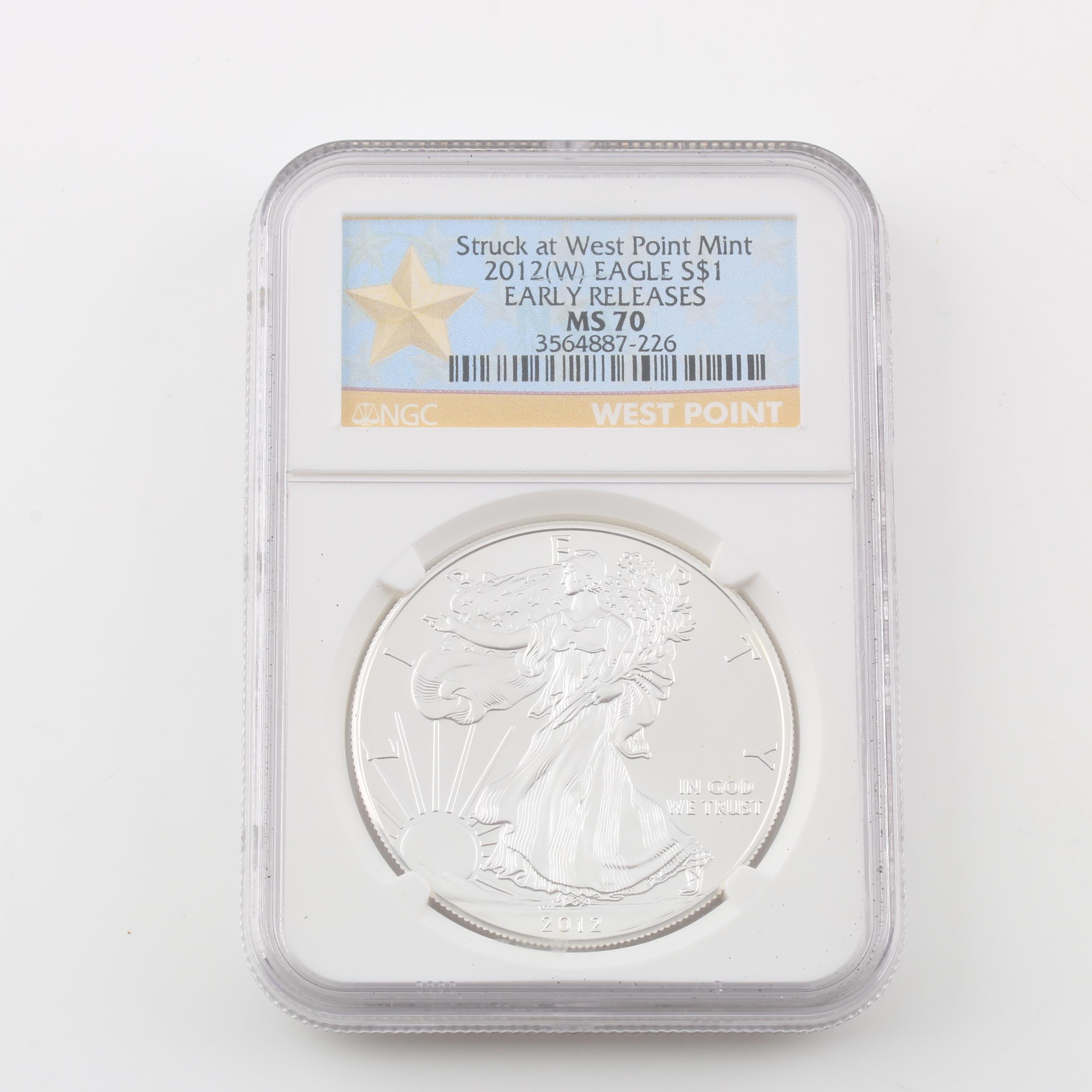 NGC Graded MS 70 Early Releases 2012 $1 American Silver Eagle