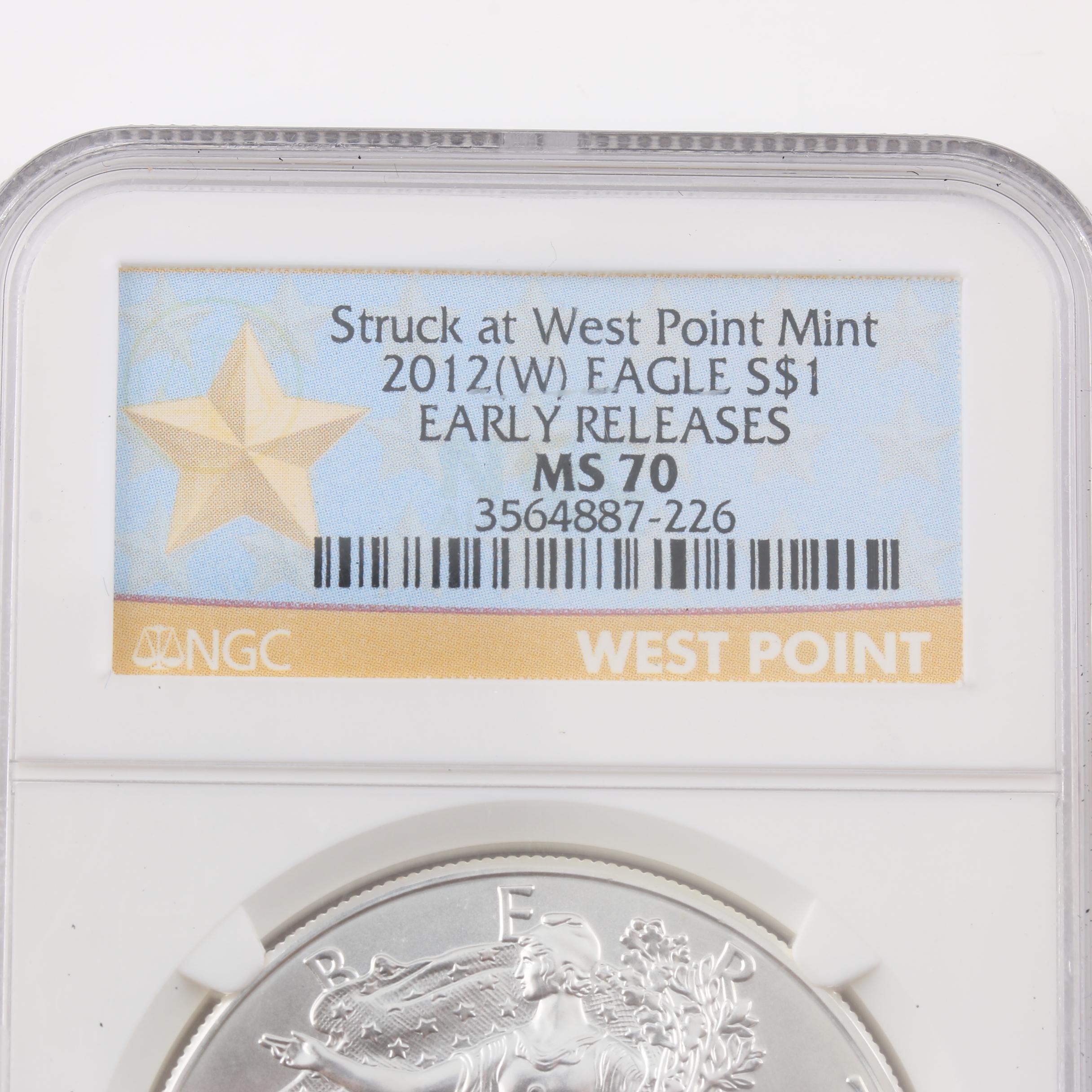 NGC Graded MS 70 Early Releases 2012 $1 American Silver Eagle