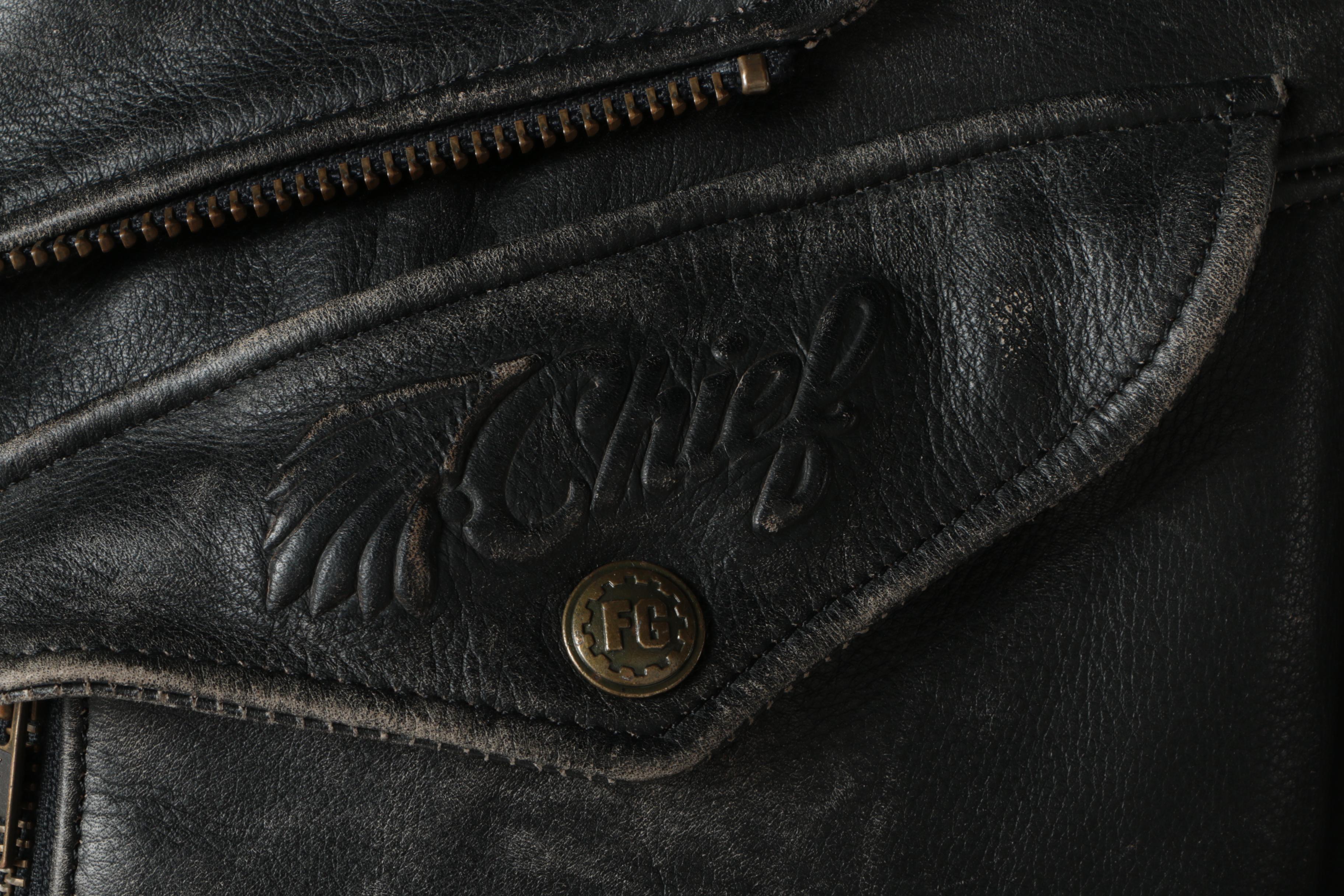 Men's First Gear Distressed Leather Chief Motorcycle Jacket and Olympia Gloves