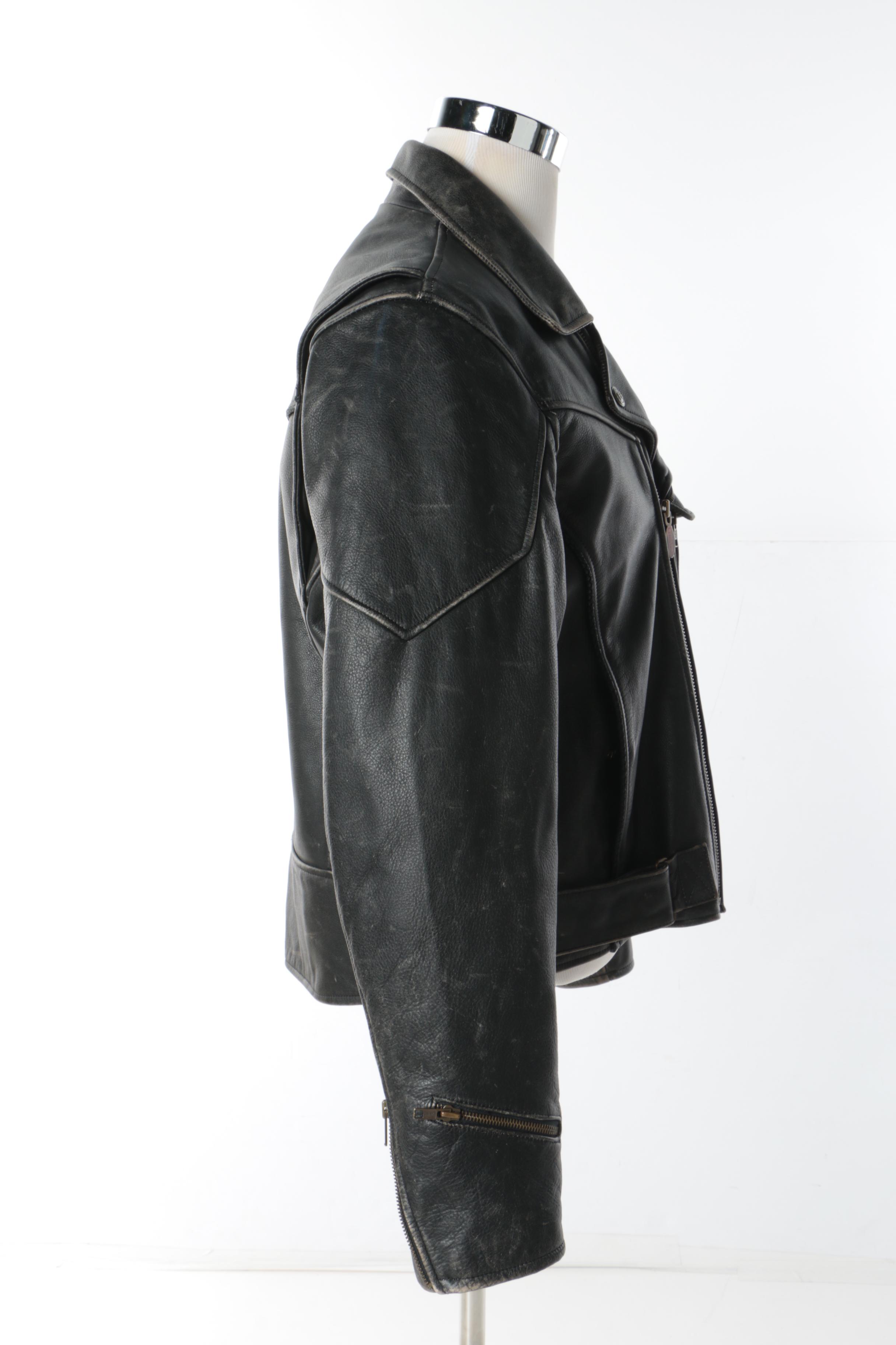 Men's First Gear Distressed Leather Chief Motorcycle Jacket and Olympia Gloves