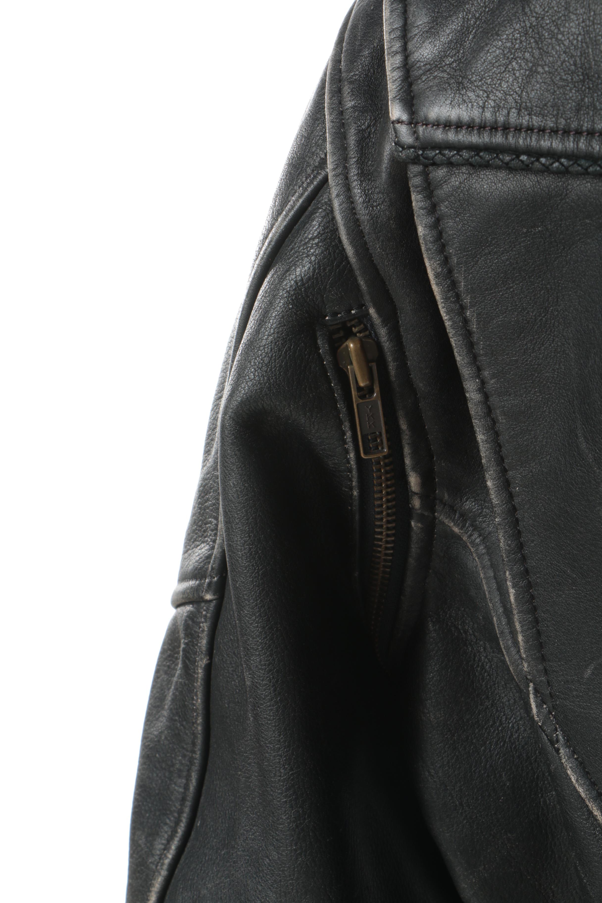 Men's First Gear Distressed Leather Chief Motorcycle Jacket and Olympia Gloves