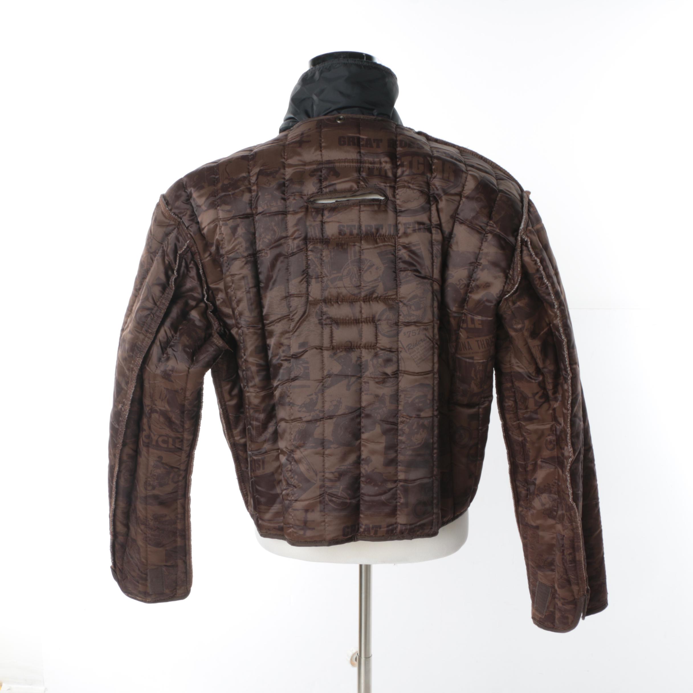 Men's First Gear Distressed Leather Chief Motorcycle Jacket and Olympia Gloves