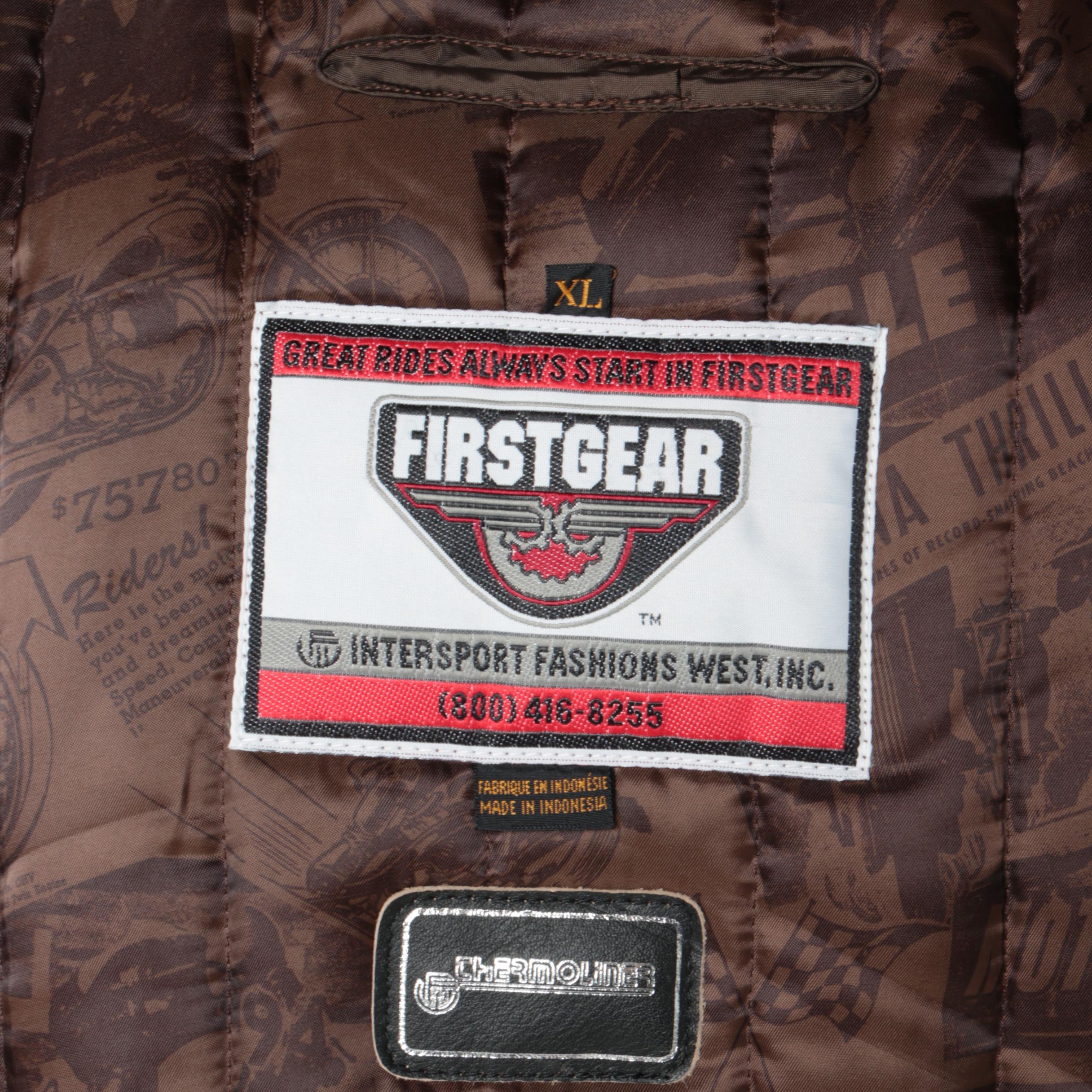 Men's First Gear Distressed Leather Chief Motorcycle Jacket and Olympia Gloves