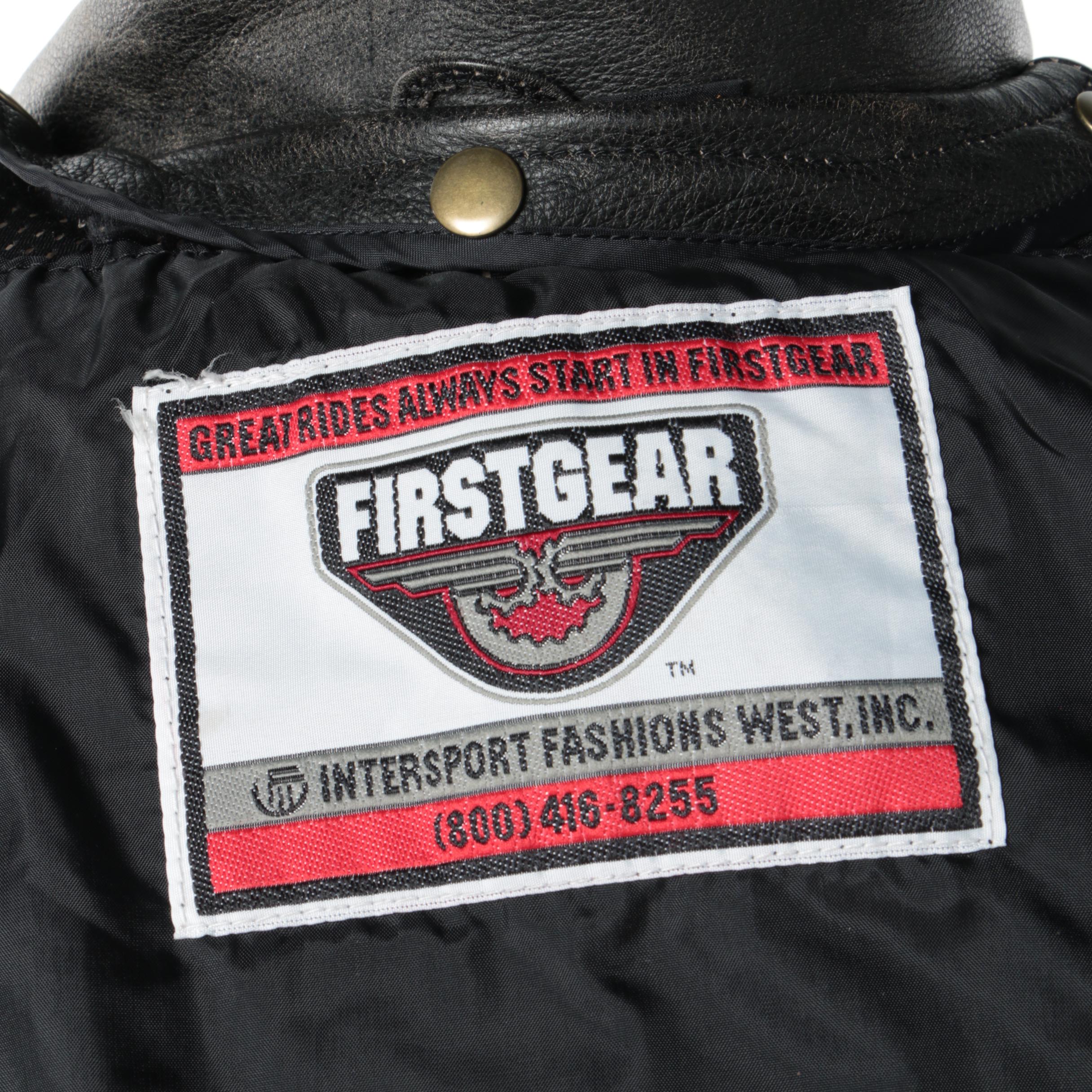 Men's First Gear Distressed Leather Chief Motorcycle Jacket and Olympia Gloves