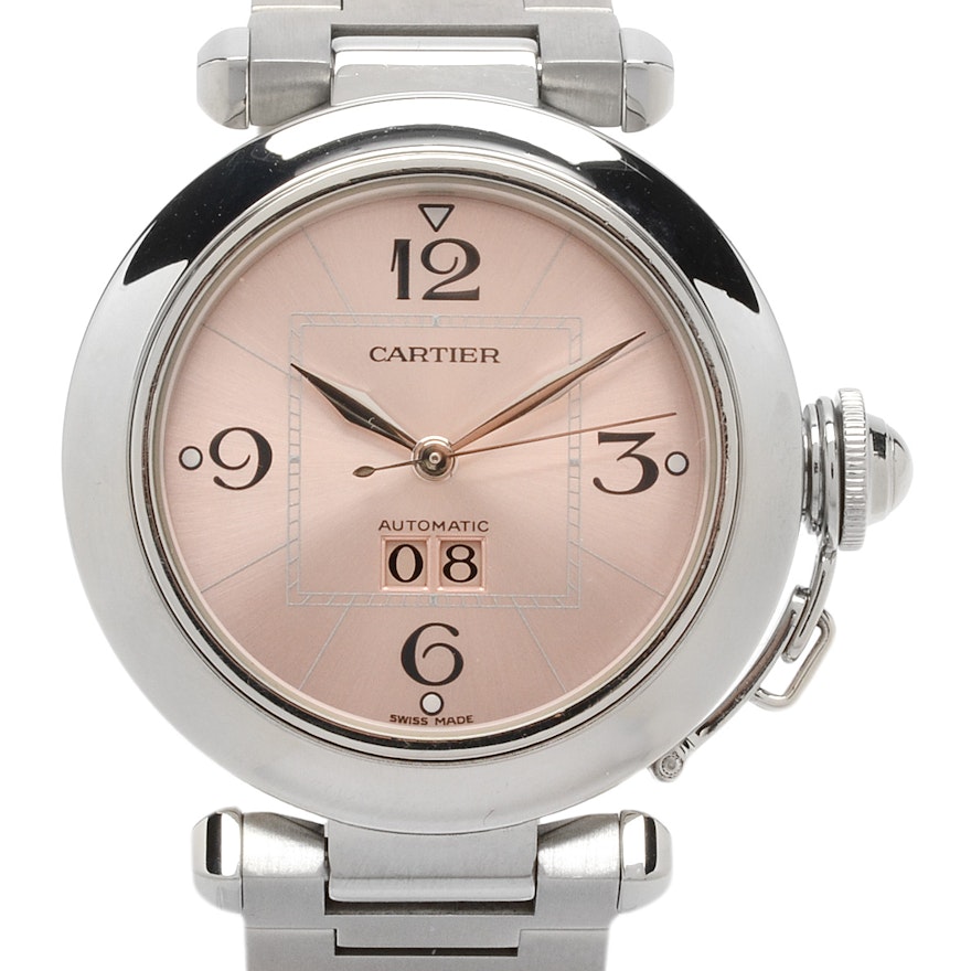 Cartier "Pasha C" Big Date Stainless Steel Automatic Wristwatch