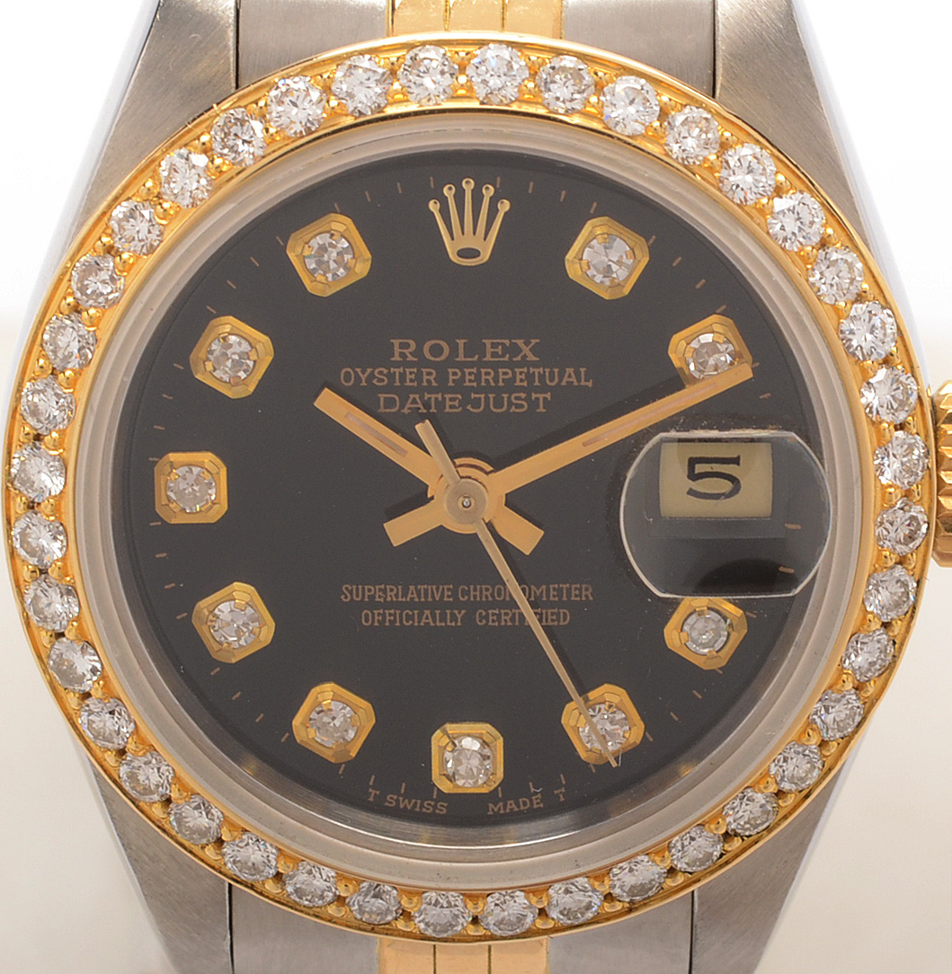 Rolex Datejust 18K Gold and Steel Diamond Bezel Automatic Watch