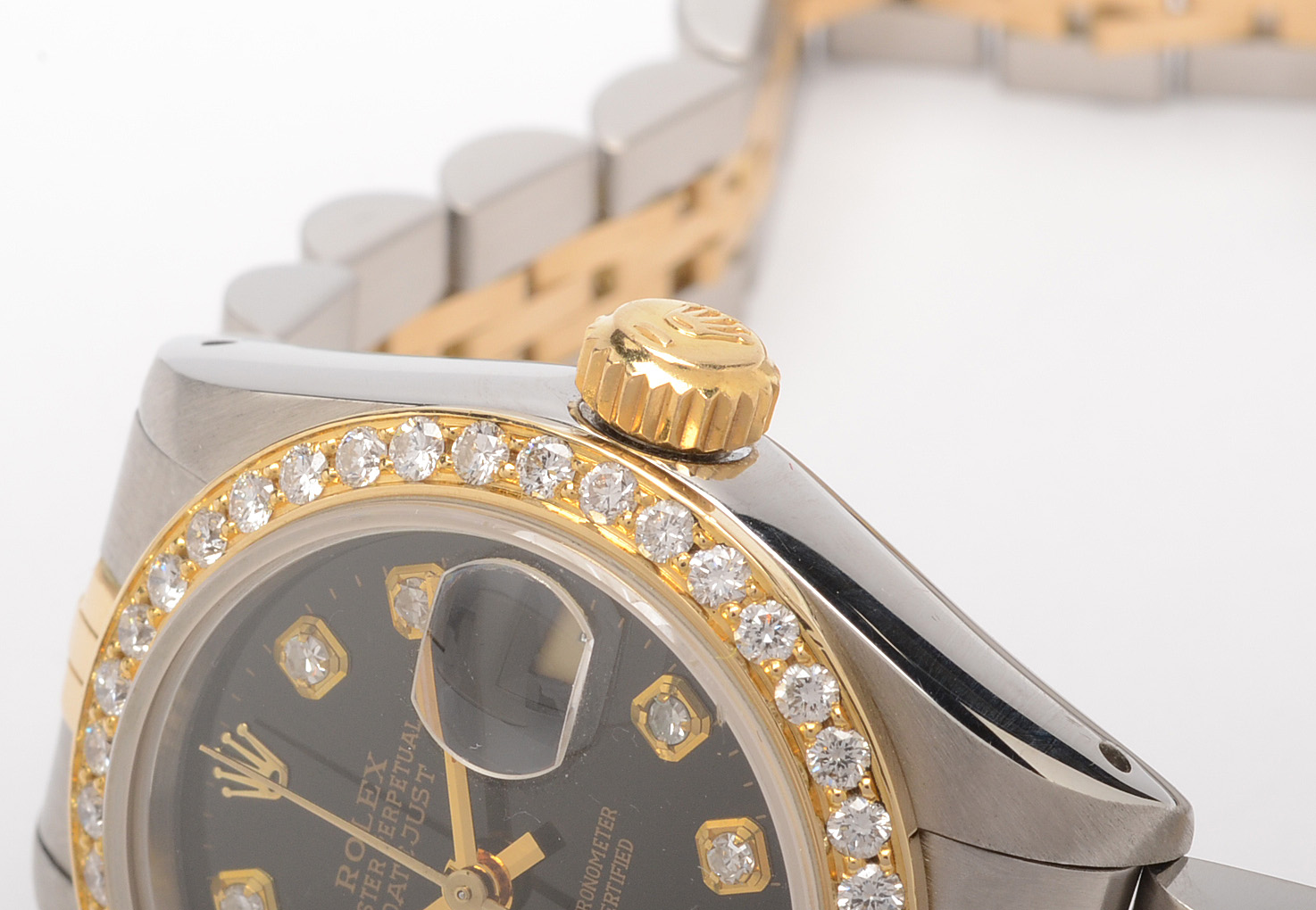 Rolex Datejust 18K Gold and Steel Diamond Bezel Automatic Watch