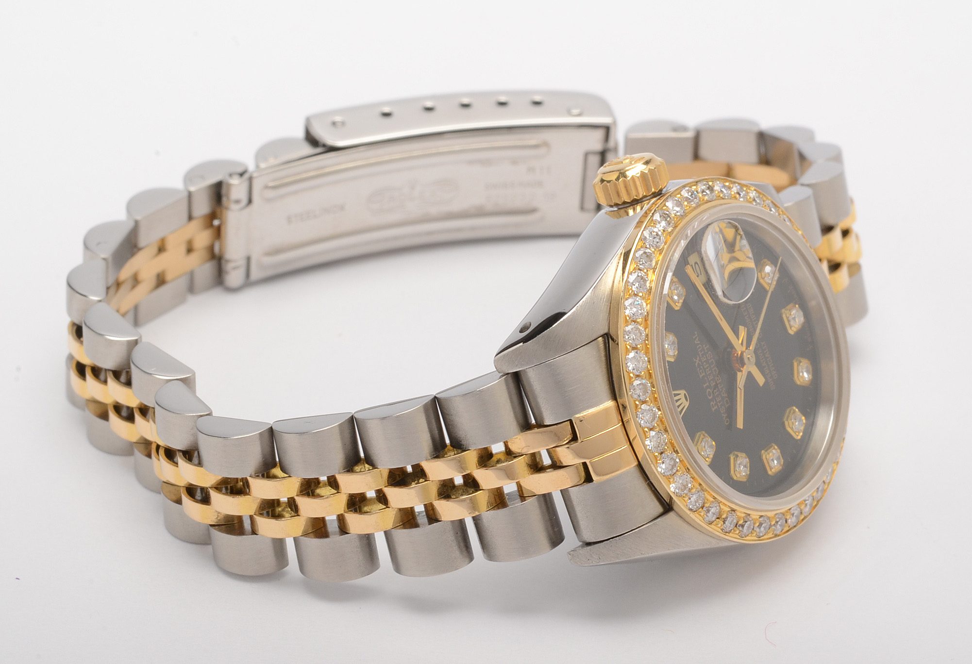 Rolex Datejust 18K Gold and Steel Diamond Bezel Automatic Watch