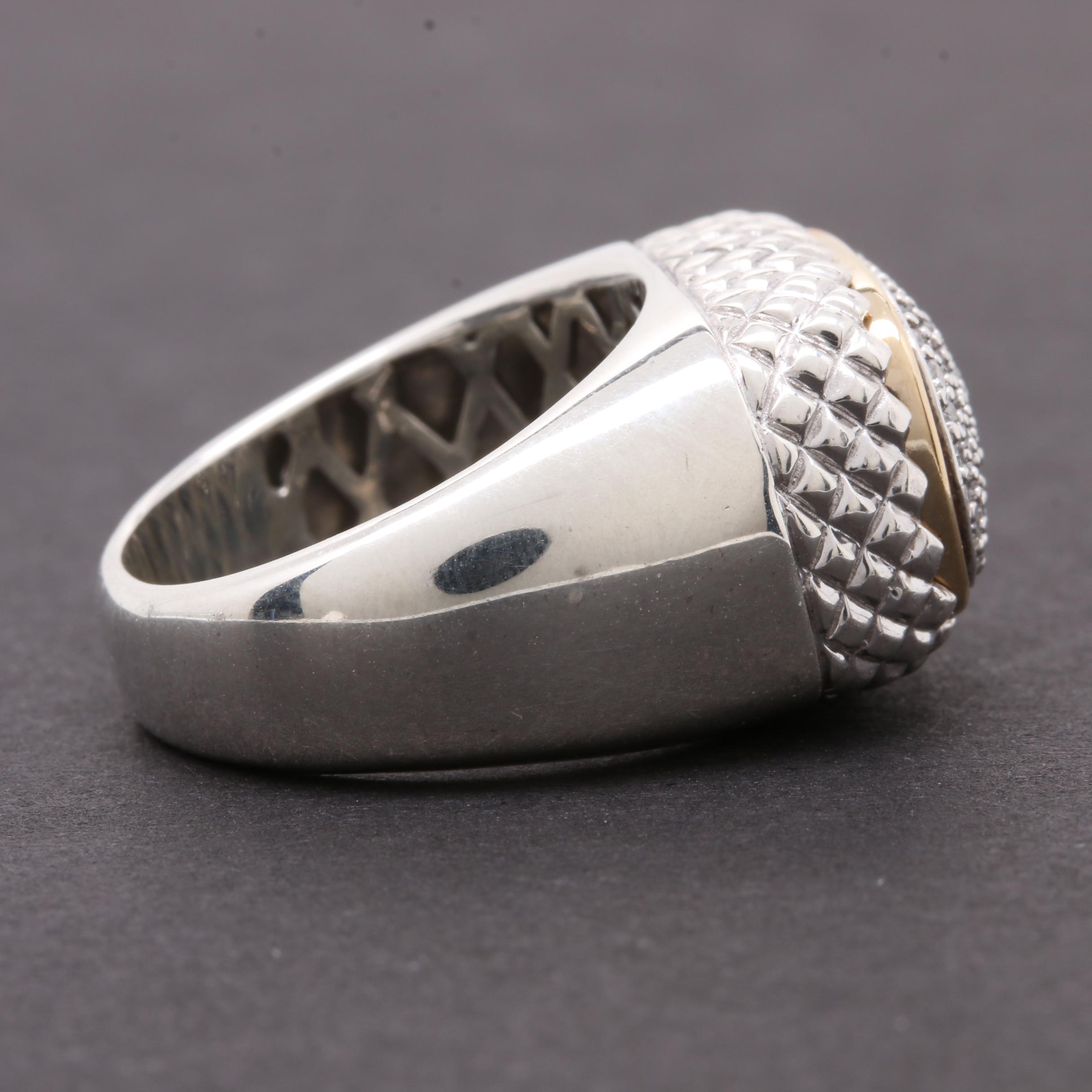 Alwand Vahan Sterling Silver Diamond Ring with 14K Yellow Gold Accents