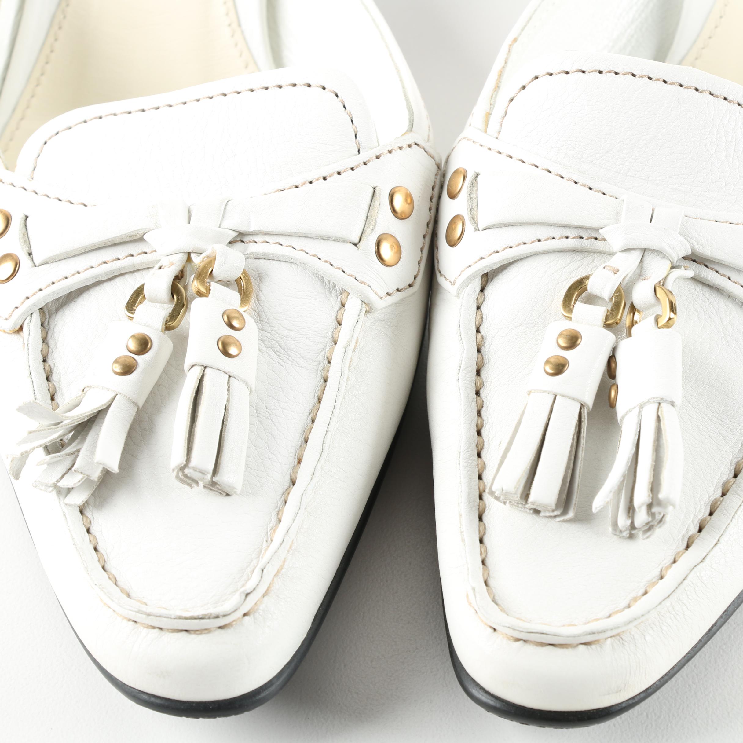 Prada White Leather Mules, Made in Italy