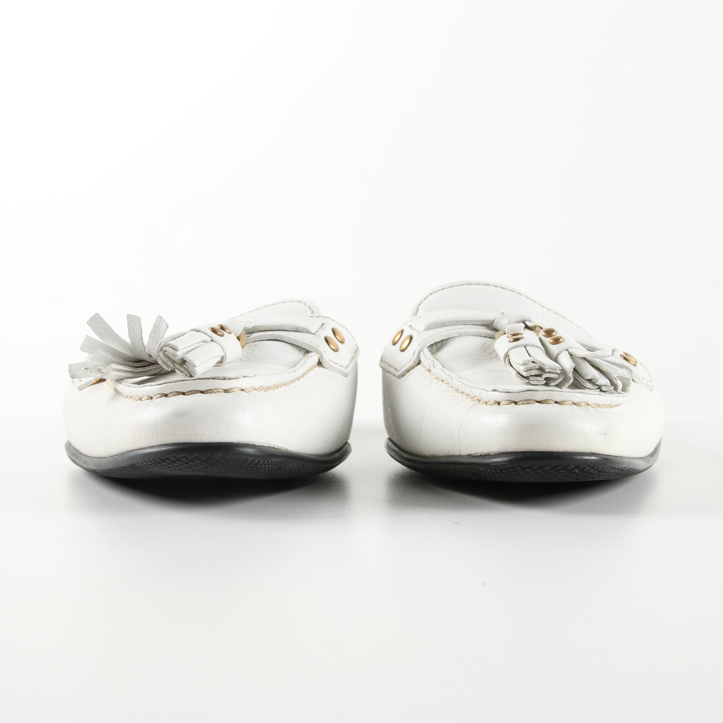 Prada White Leather Mules, Made in Italy