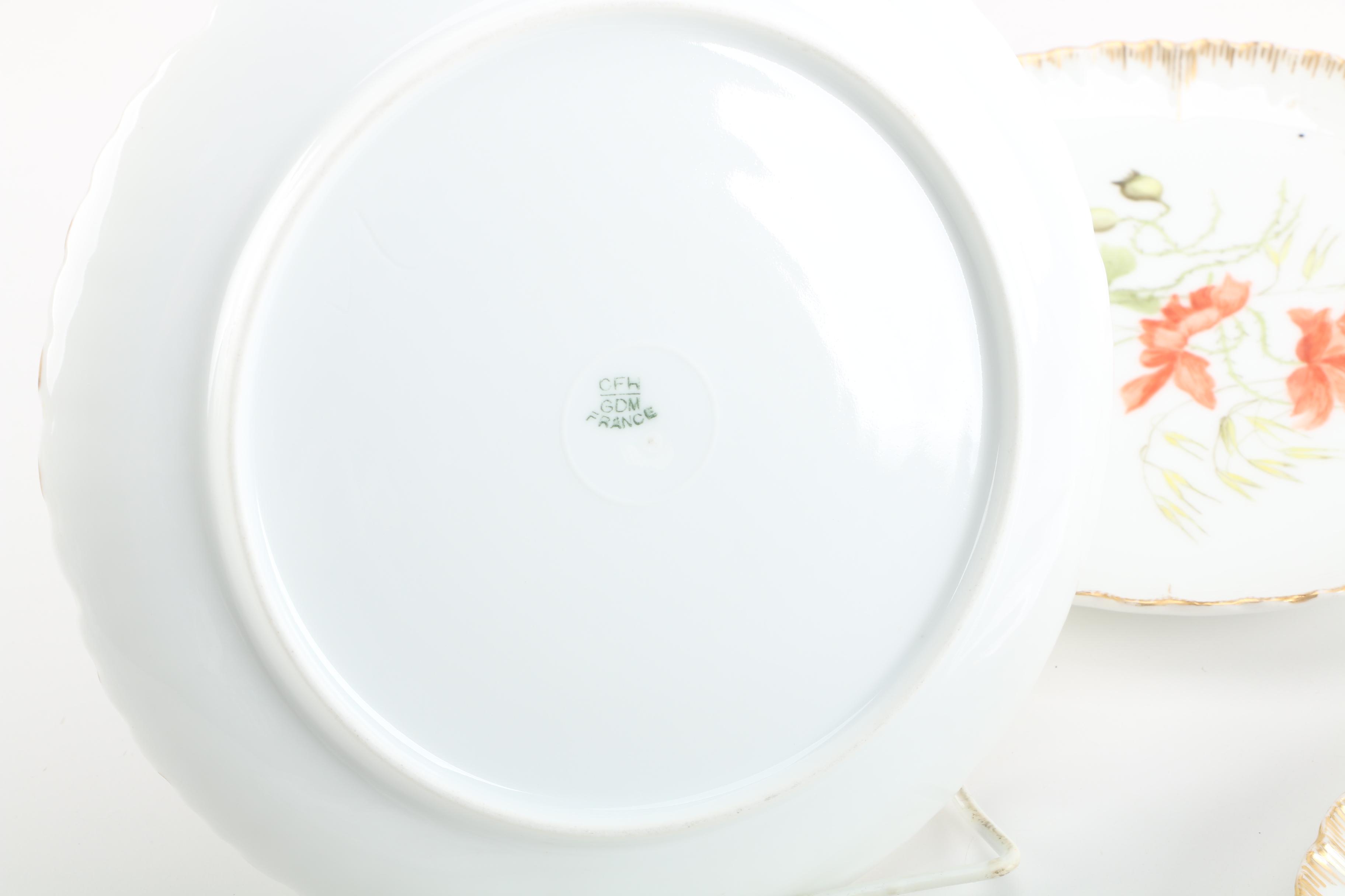 Porcelain Plates and Decorative Bowl including Charles Field Haviland