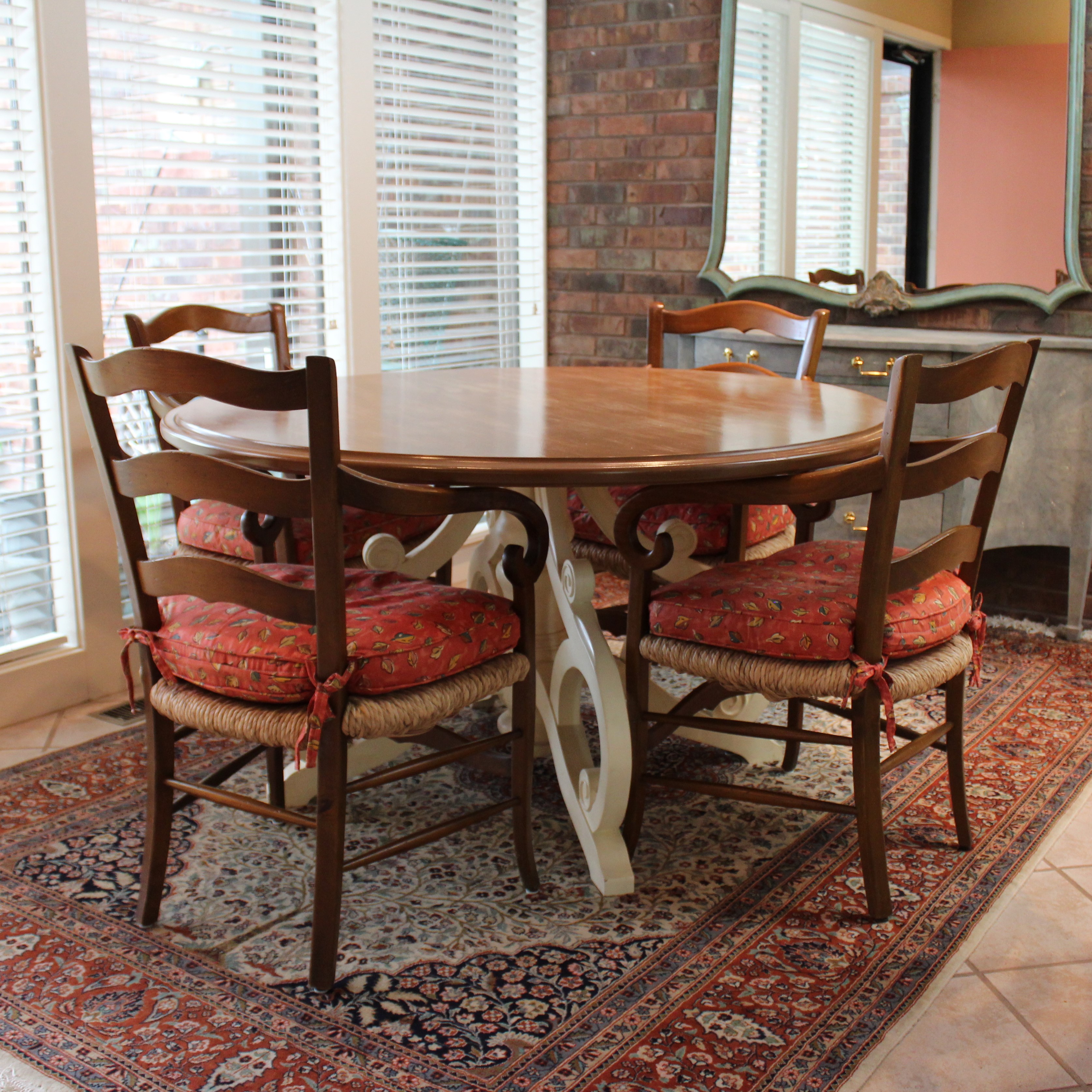 Custom Crafted Pedestal Dining Table and Chairs