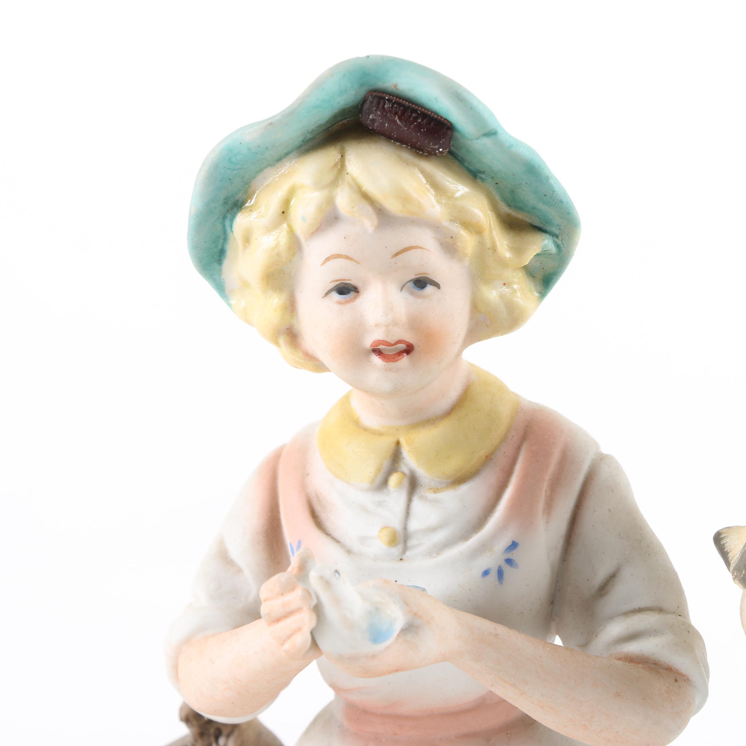 Vintage Homco Farm Boy and Girl Porcelain Figurines