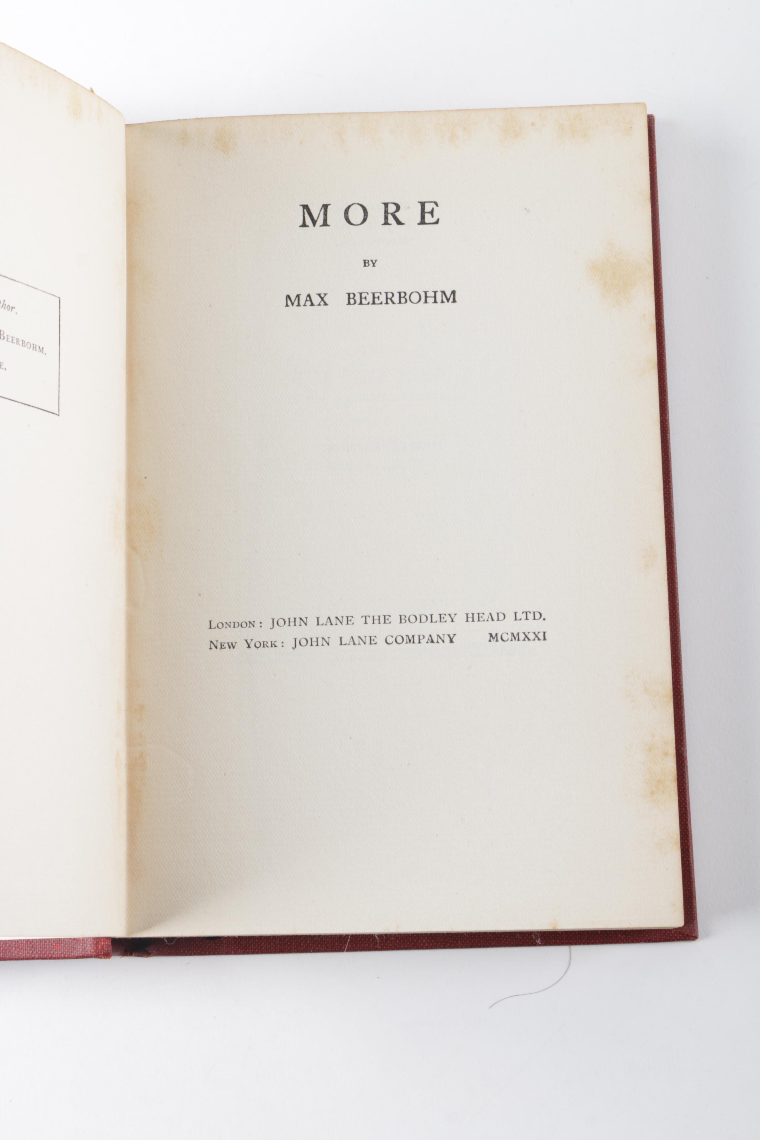 Max Beerbohm Humorist Essay Books