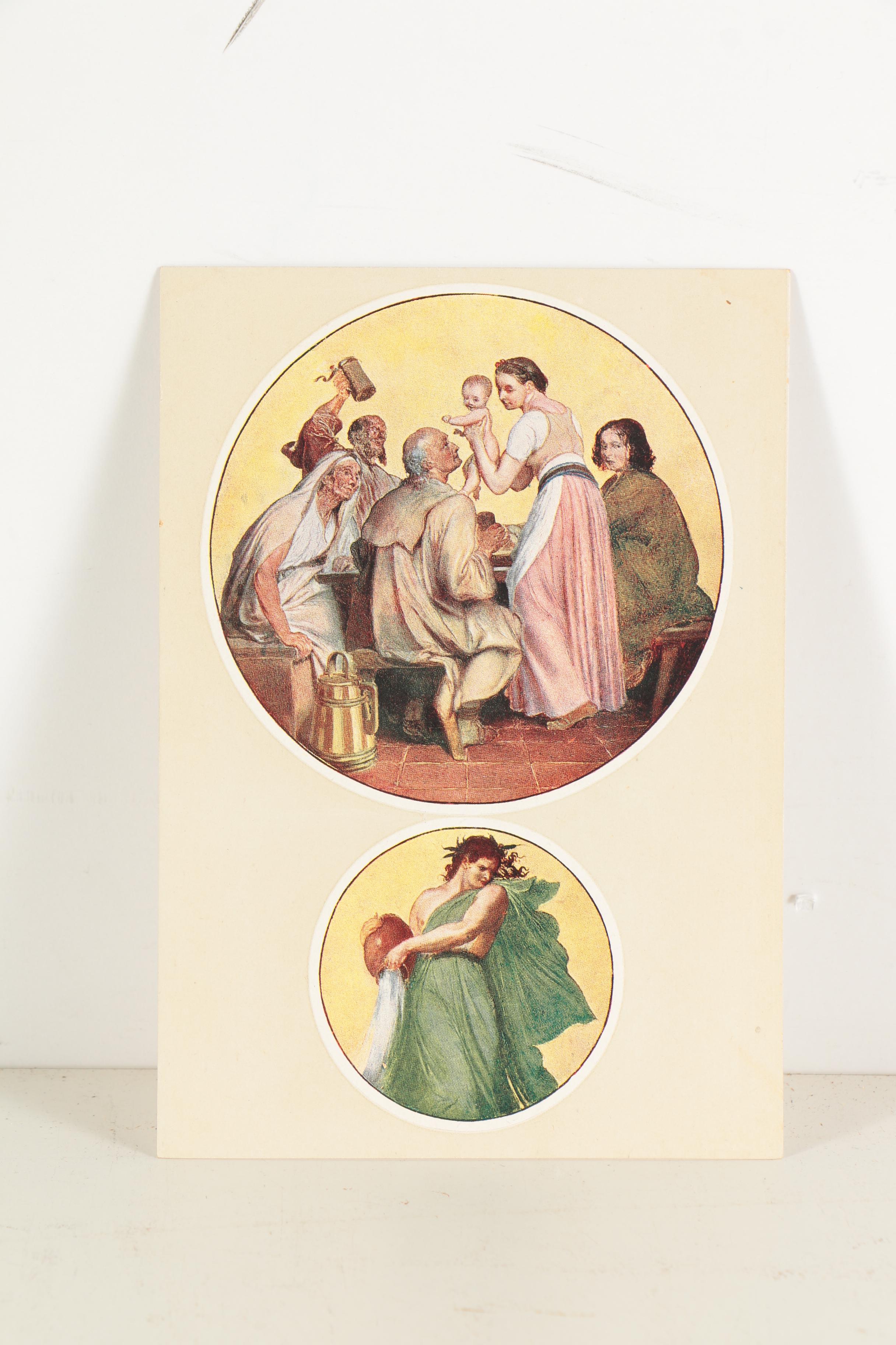 Offset Lithographs of Postcards after Manesa, Gauguin & Corot