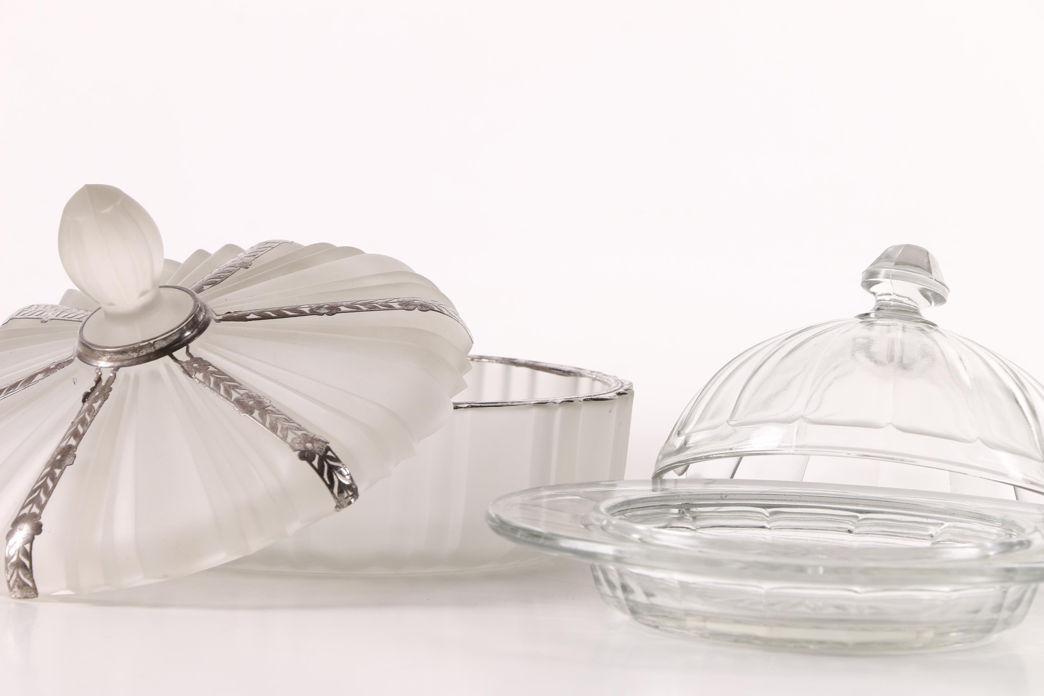 Glass Serving Dishes Including Vintage Hazel Atlas