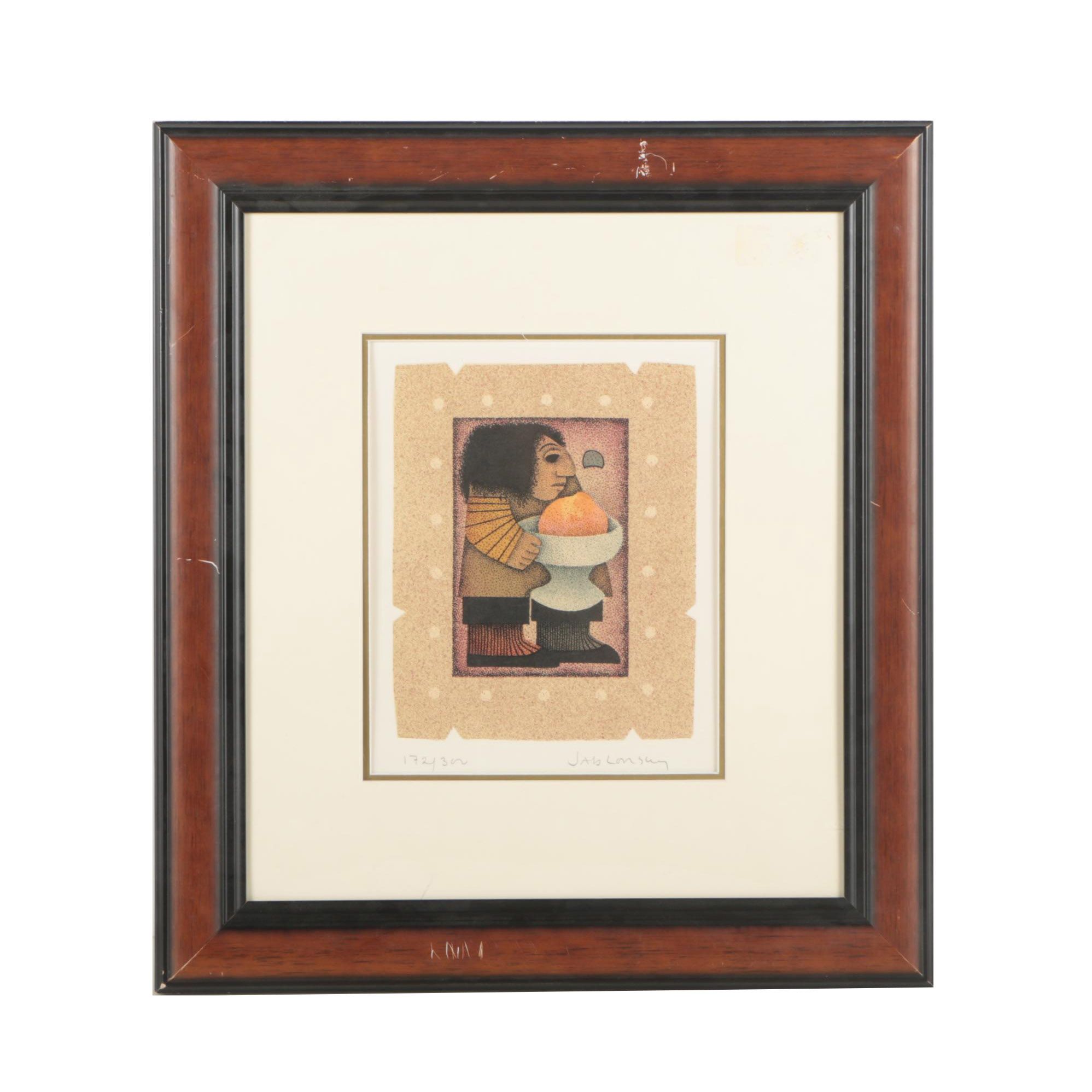Carol Jablonsky Lithograph "Paul Cézanne and Apple and Bowl"
