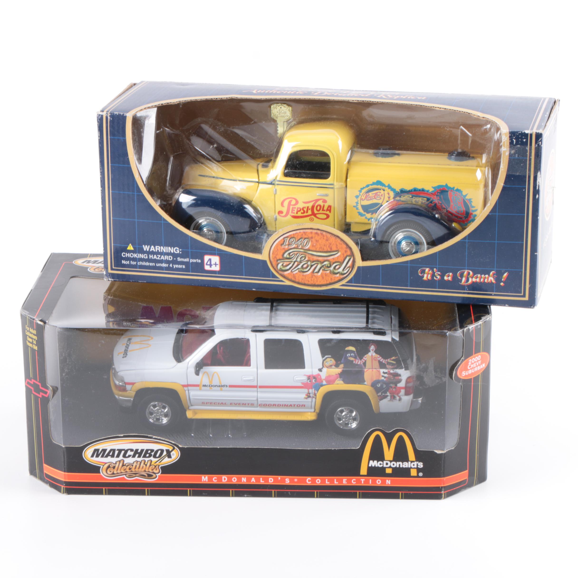 Matchbox 1:18 McDonald's 2000 Chevy Suburban Replica with Pepsi-Cola Car Bank