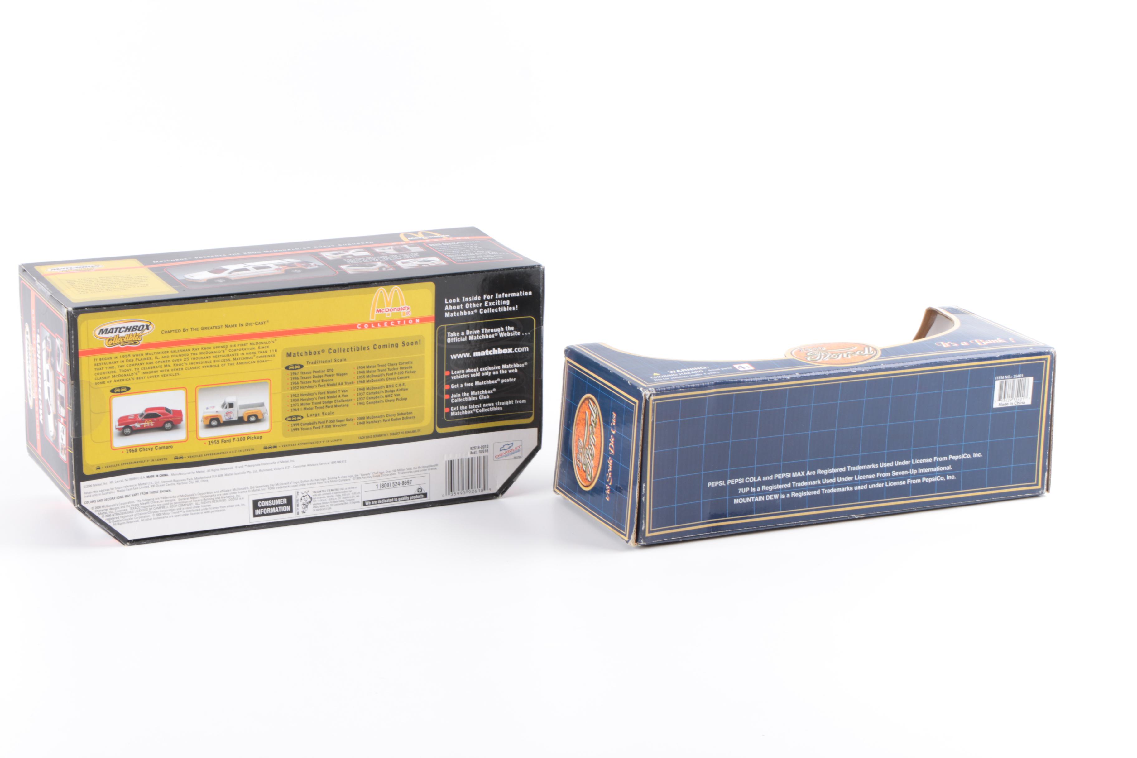 Matchbox 1:18 McDonald's 2000 Chevy Suburban Replica with Pepsi-Cola Car Bank