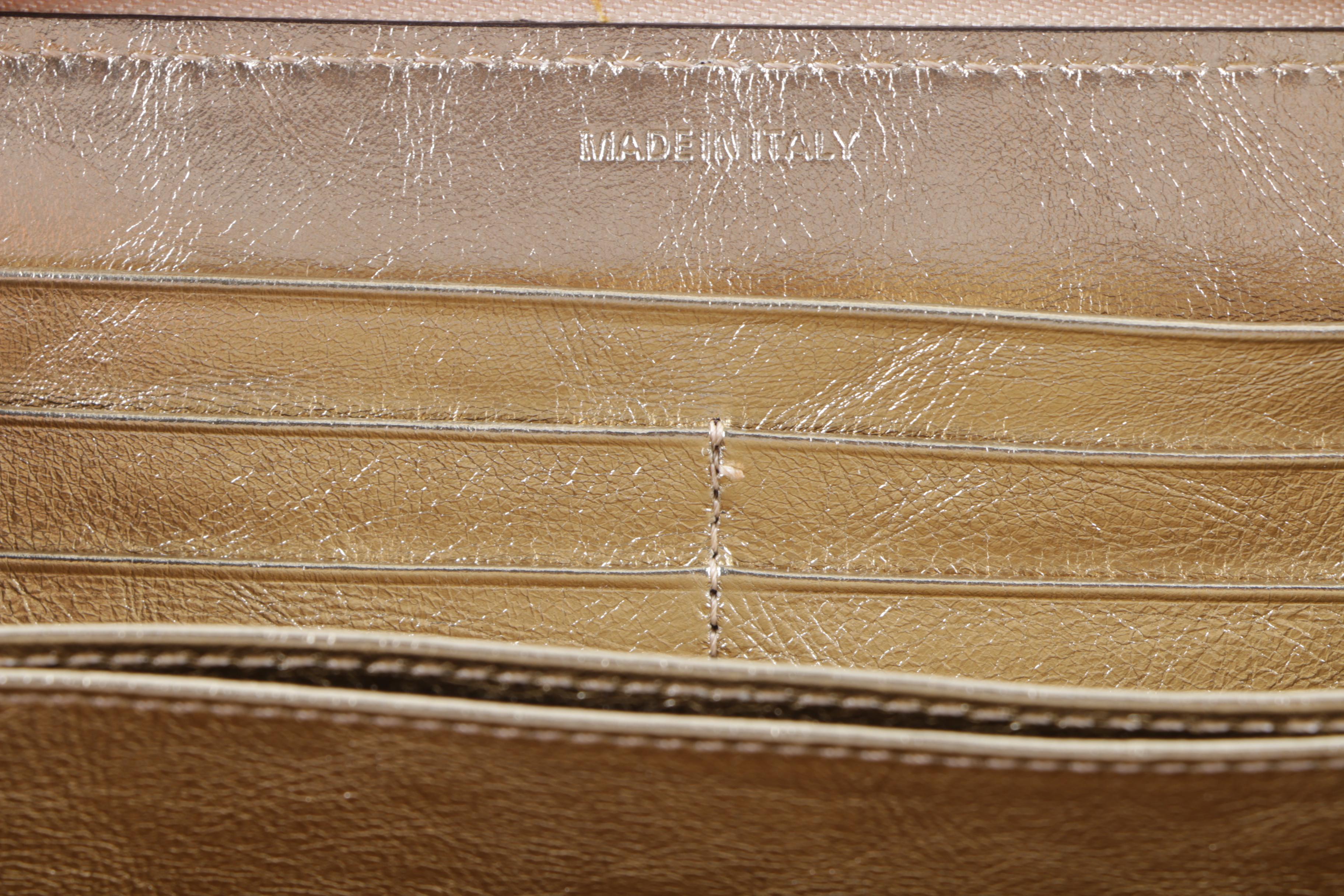 Burberry Haymarket Check Coated Canvas and Gold Metallic Leather Wallet