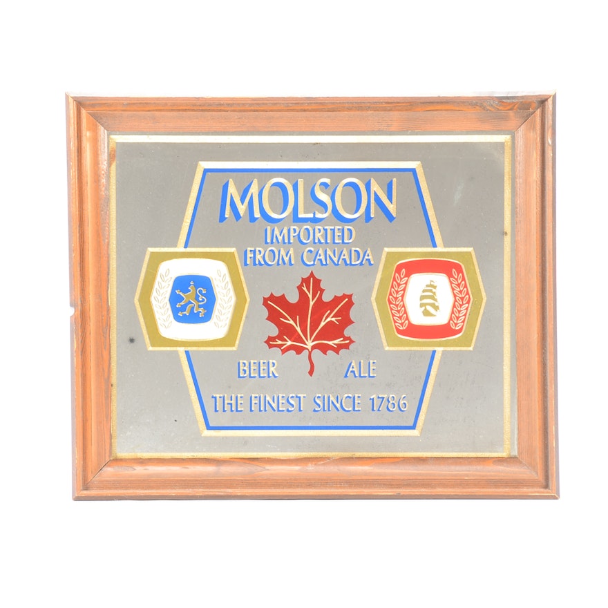 Vintage "Molson" Beer & Ale Mirror Wall Display