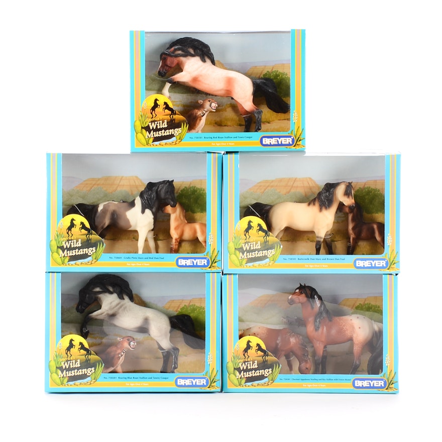 Five "Wild Mustangs" Breyer Horses With Their Boxes