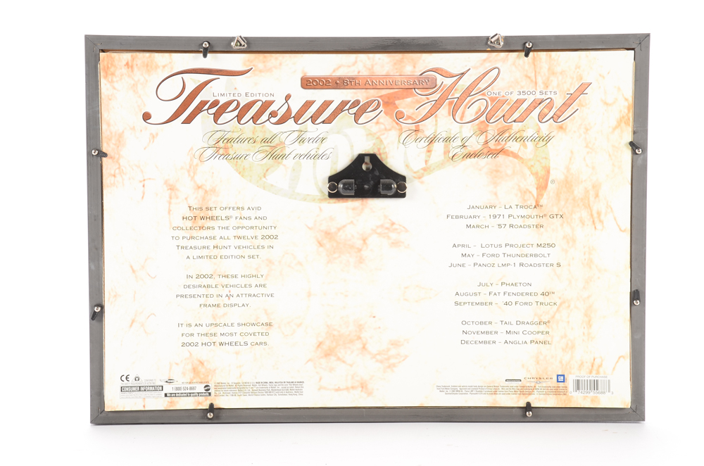 2002 "Treasure Hunt" Die Cast Cars" With Original Display