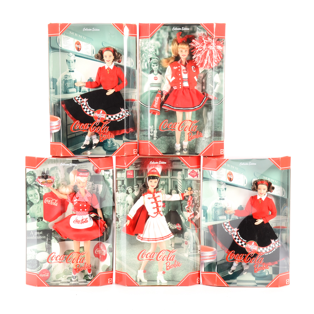2001 "Coca-Cola" Barbie Dolls With Boxes