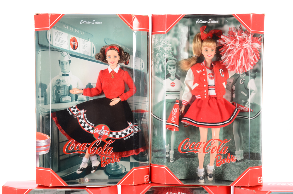 2001 "Coca-Cola" Barbie Dolls With Boxes