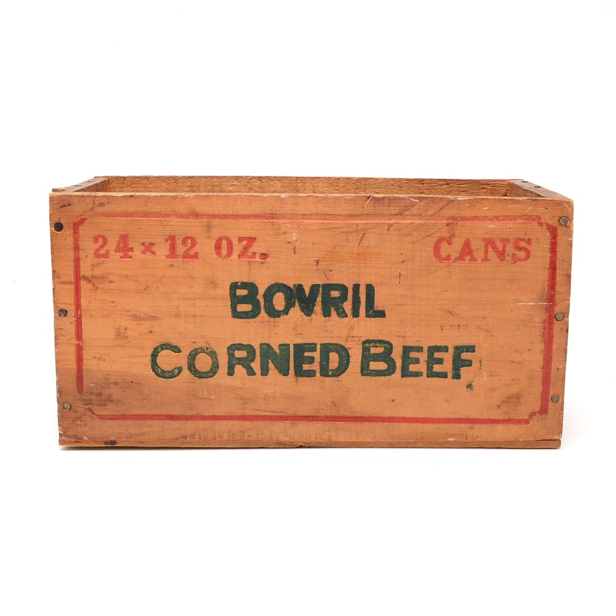 Vintage "Bovril" Corned Beer Wood Shipping Crate