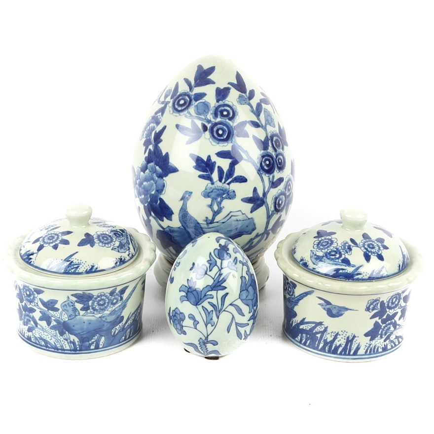 Blue and White Chinese Ceramic Decor Elements