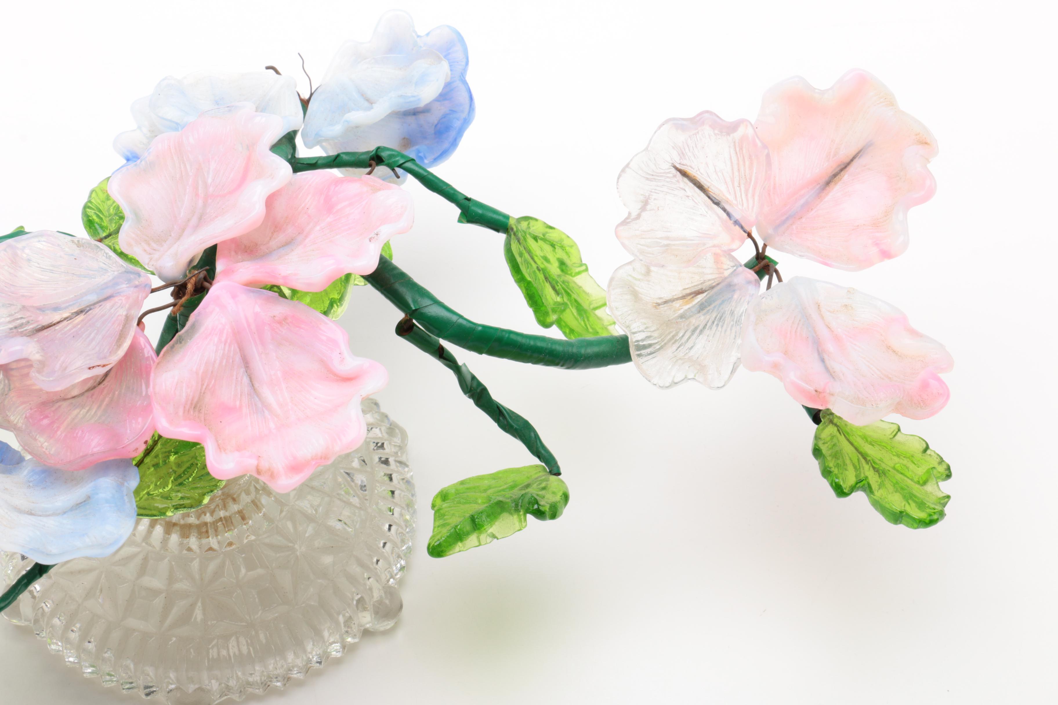 Vintage Glass Flower Bouquet Centerpiece