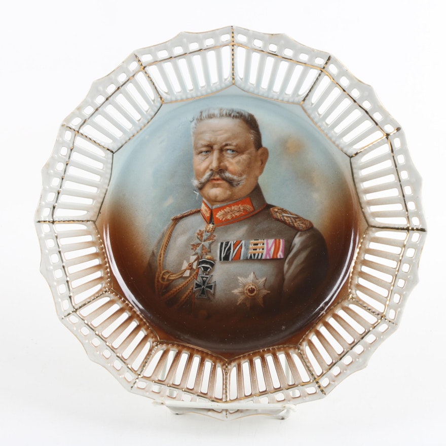 World War One General Paul von Hindenburg Commemorative Plate