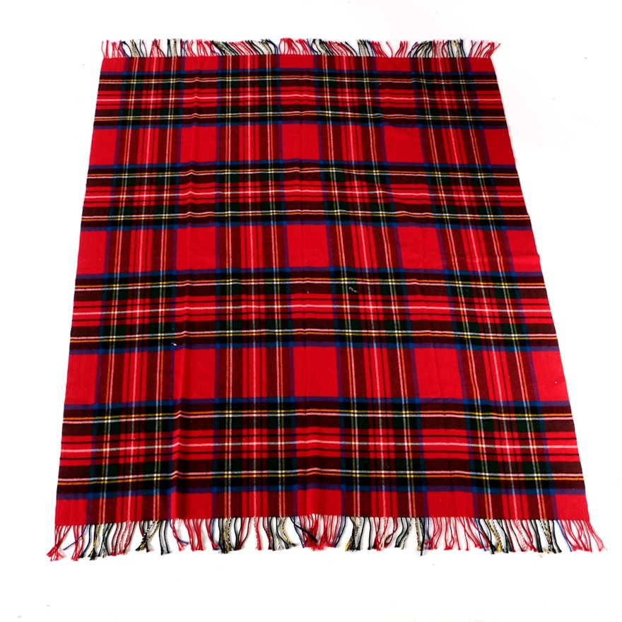 Vintage Jaeger Wool Plaid Blanket