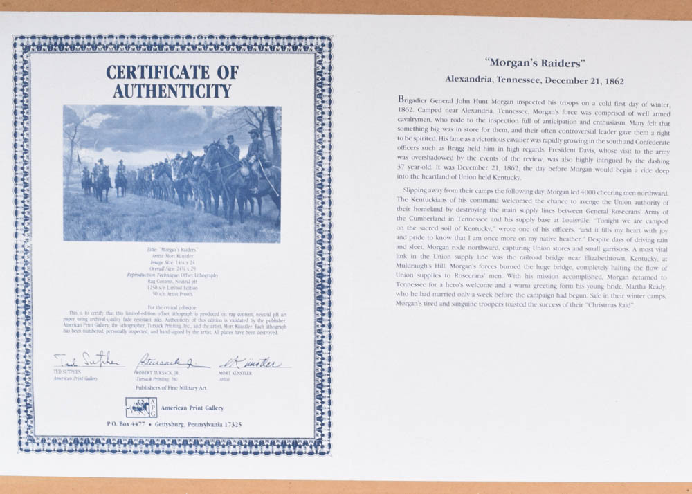 Mort Künstler "Morgan's Raiders" Signed Limited Edition Offset Lithograph