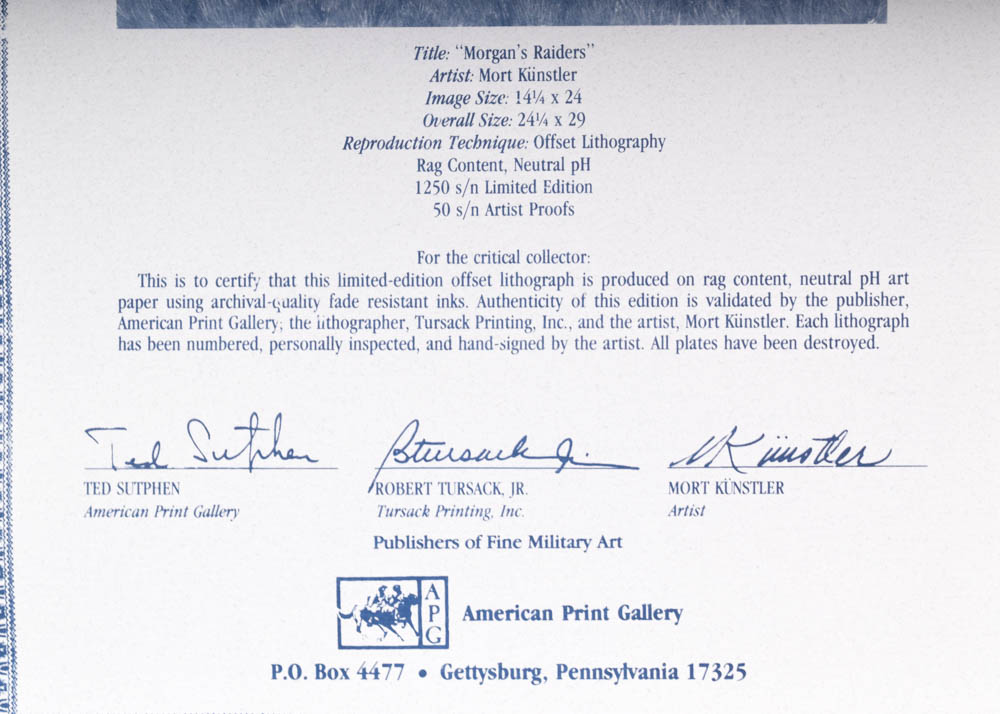 Mort Künstler "Morgan's Raiders" Signed Limited Edition Offset Lithograph