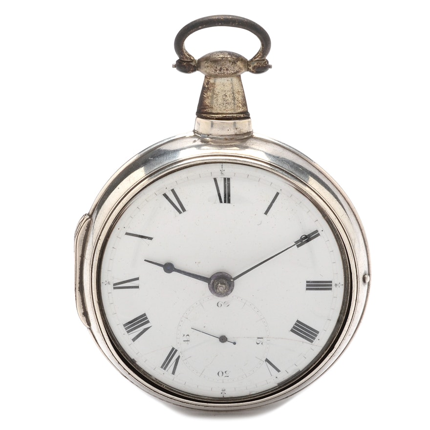 Antique Sterling Silver Double Case Pocket Watch