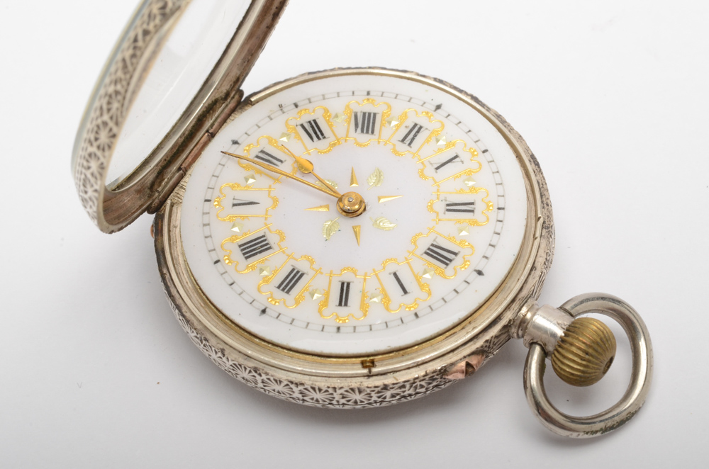 Antique 935 Silver Queen Victoria Commemorative Pocket Watch