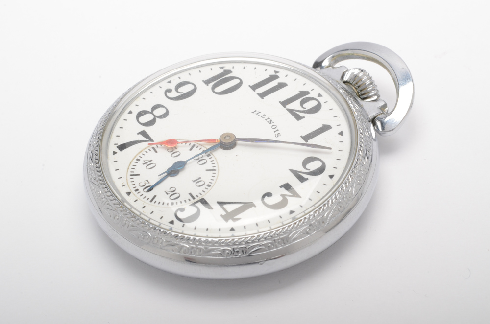 1919 Illinois Dual Time Zone Open Face Pocket Watch