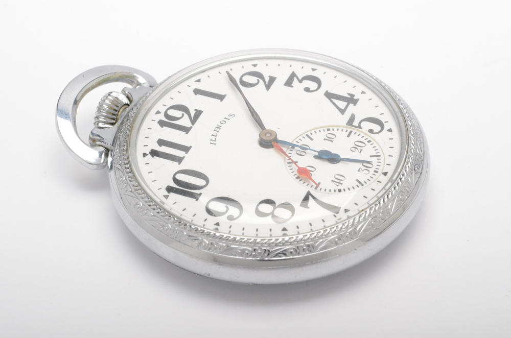 1919 Illinois Dual Time Zone Open Face Pocket Watch