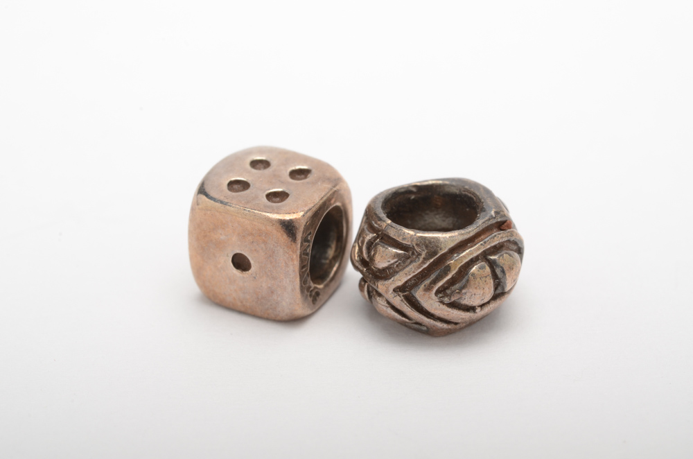 Trollbeads Sterling Silver Foxtail Bracelet and Seven Glass and Sterling Beads