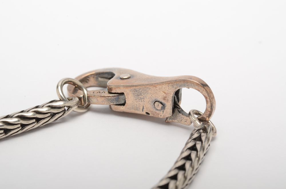 Trollbeads Sterling Silver Foxtail Bracelet and Seven Glass and Sterling Beads